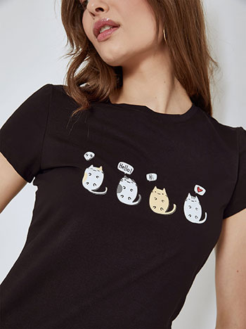 Μπλούζες/T-shirts T-shirt με γάτες SM7958.4880+2