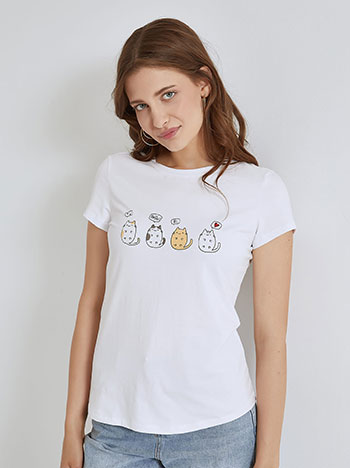 Μπλούζες/T-shirts T-shirt με γάτες SM7958.4880+1