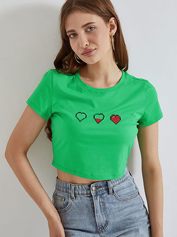 Μπλούζες/Crop tops Crop top με καρδιές SM7958.4970+4