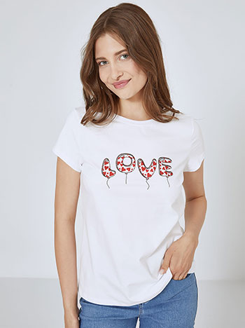 T-shirt Love with hearts in white