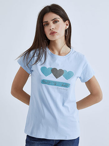 T-shirt με μεταλλιζέ καρδιές SM7974.4033+4 Celestino