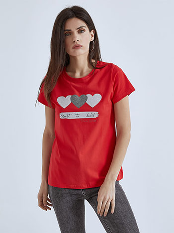 Μπλούζες/T-shirts T-shirt με μεταλλιζέ καρδιές SM7974.4033+3