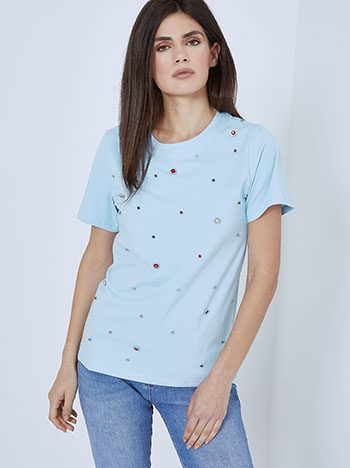 Μπλούζες/T-shirts T-shirt με πέτρες strass SM7974.4069+3