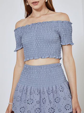 Crop top and broderie skirt set in rough blue 14.99 Celestino