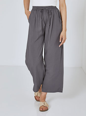 Cotton wide leg trousers in dark grey