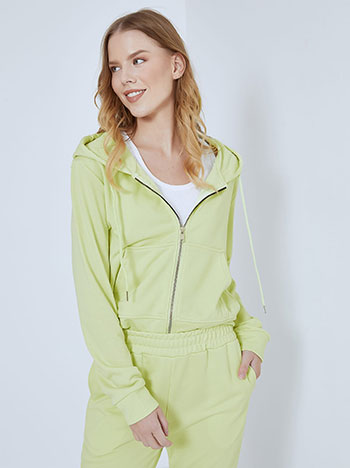 Cardigan with hoodie in lime