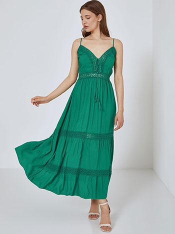 Φορέματα/Maxi Φόρεμα με πλεκτές κροσέ λεπτομέρειες SM8003.8939+3