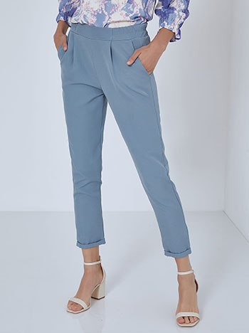 Trousers with pleats in rough blue