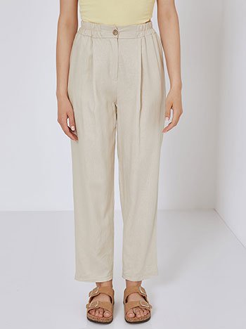 Monochrome trousers with linen in beige