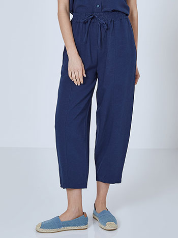 Trousers with elastic waistband in dark blue