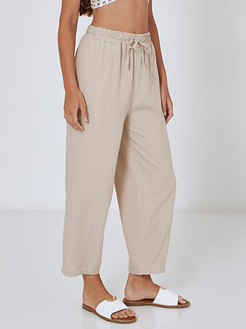 Trousers with linen in beige