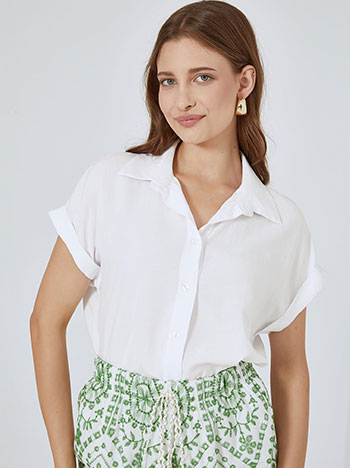 Μπλούζες/Πουκάμισα Κοντομάνικο πουκάμισο με γυριστό μανίκι SM8011.3131+4