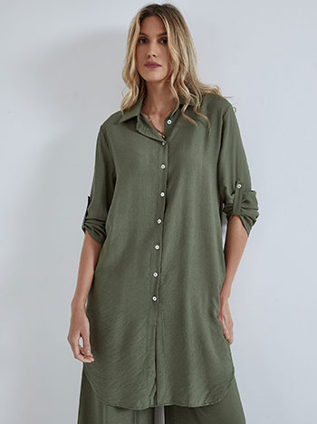 Shirt with rolled up slleves in khaki