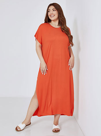 Φόρεμα με άνοιγμα στο πλάι σε πορτοκαλί