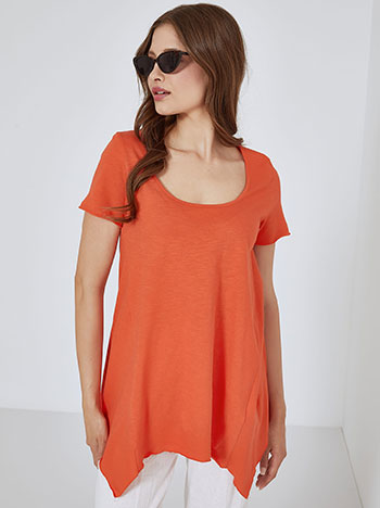 Μπλούζα με στρογγυλή λαιμόκοψη σε πορτοκαλί