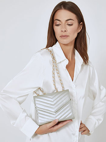 Bag with decorative seams in silver