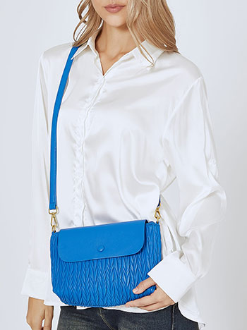 Leather effect bag with textured details in blue