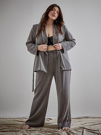 Trousers with pleats in grey