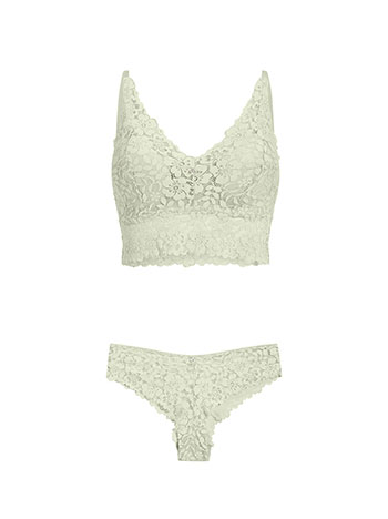 Lingerie set with lace in mint