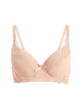 Bra with lace details in beige
