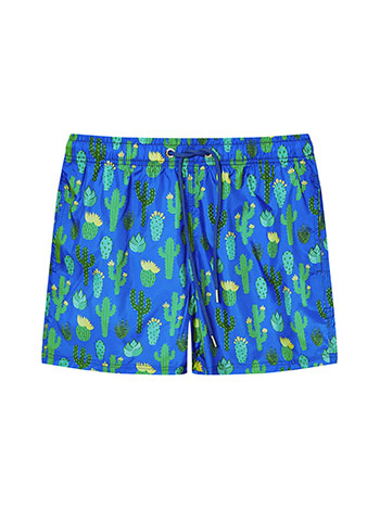 Mens swimwear with cactus in blue