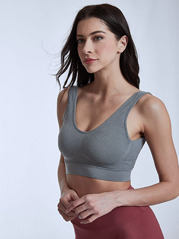 Bustier with textured fabric in grey