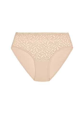Plus size high waist brief with lace in beige