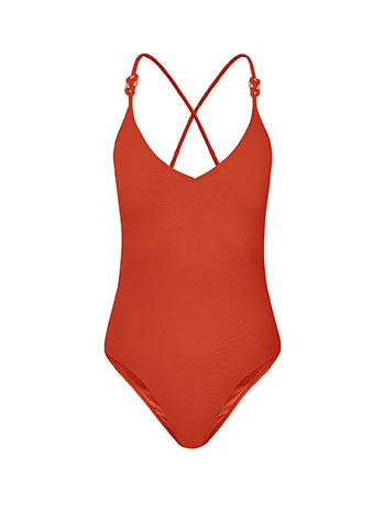 Cross back one-piece swimsuit in terracota