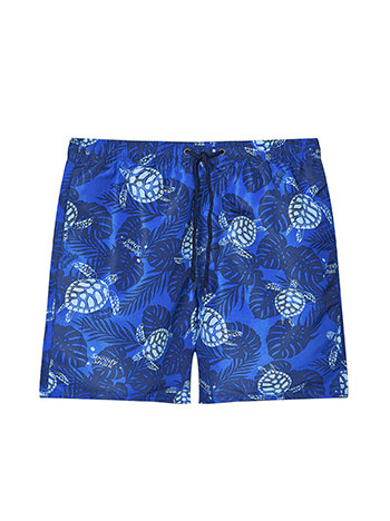 Mens swim shorts with turtles in blue