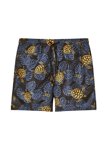 Mens swim shorts with turtles in black