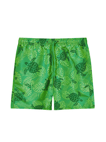 Mens swim shorts with turtles in green