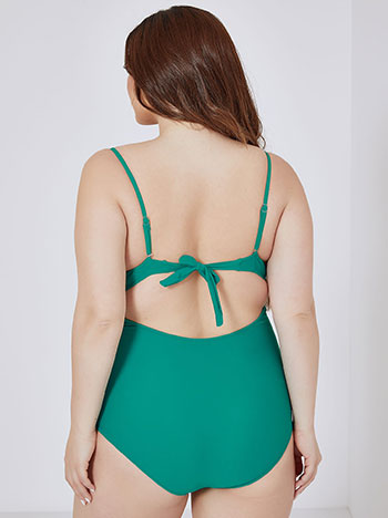 One piece swimsuit with semi sheer details curvy in green