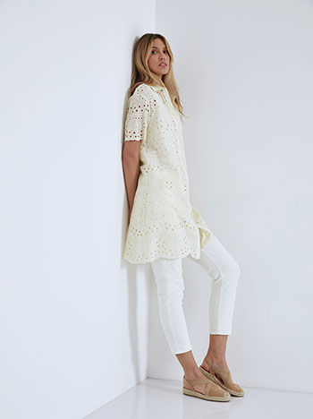 Broderie cotton shirt in off white