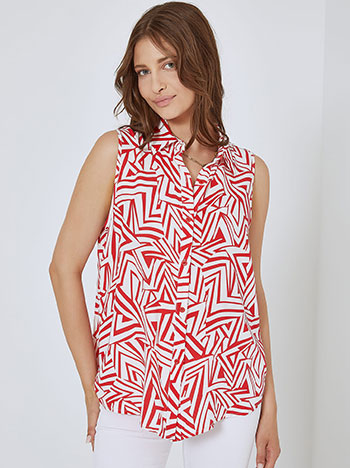 Sleeveless shirt with cotton in red