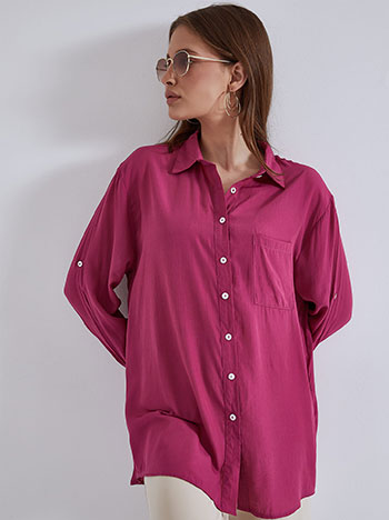 Μπλούζες/Πουκάμισα Μονόχρωμο πουκάμισο με τσέπη SM9844.3518+4