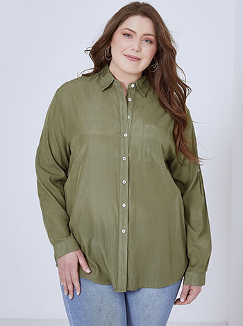 Monochrome shirt with pocket in khaki