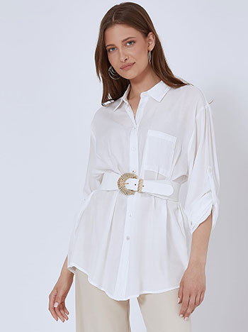 Μπλούζες/Πουκάμισα Μονόχρωμο πουκάμισο με τσέπη SM9844.3518+3