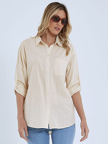 Μπλούζες/Πουκάμισα Βαμβακερό πουκάμισο με ανάγλυφες λεπτομέρειες SM9844.3519+4