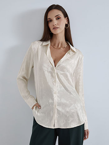 Shirt with textured details in light beige