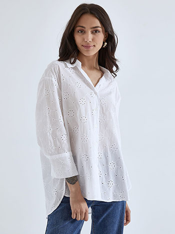 Asymmetric borderie shirt in white