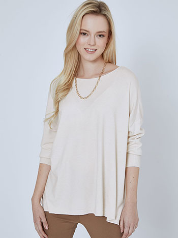 Long soft touch sweater in light beige