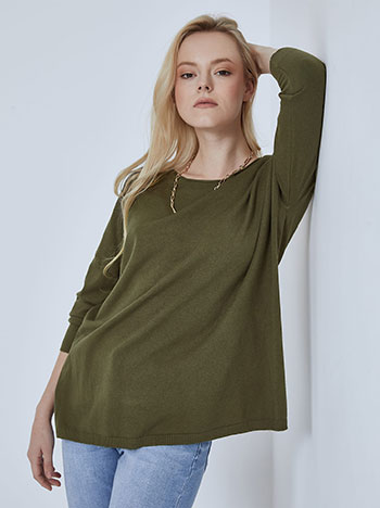 Long soft touch sweater in khaki