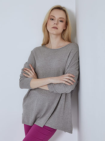 Long soft touch sweater in grey