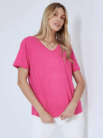 T-shirt with cotton in fuchsia