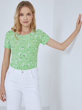 Μπλούζες/Κοντομάνικες Ριπ μπλούζα με ανάγλυφα λουλούδια SM9844.4680+6