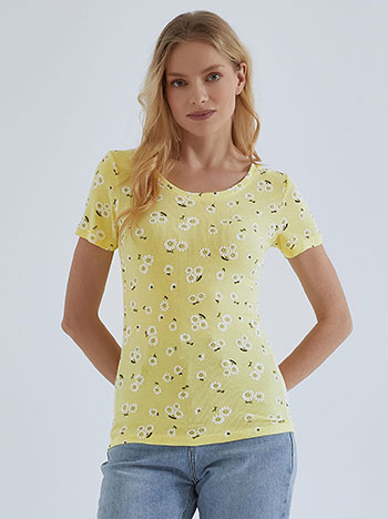 Μπλούζες/Κοντομάνικες Ριπ μπλούζα με ανάγλυφα λουλούδια SM9844.4680+2