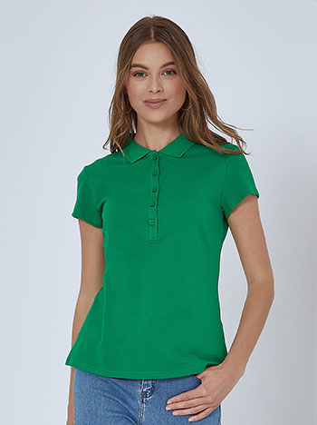 Μπλούζες/Κοντομάνικες Μονόχρωμη μπλούζα με γιακά SM9844.4893+5