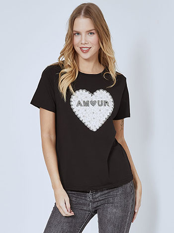 Μπλούζες/T-shirts T-shirt amour με strass SM9844.4905+4