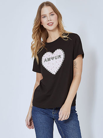 Μπλούζες/T-shirts T-shirt amour με strass SM9844.4905+5