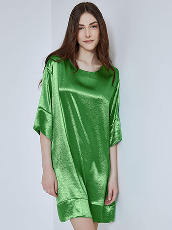 Mini σατέν φόρεμα σε πράσινο